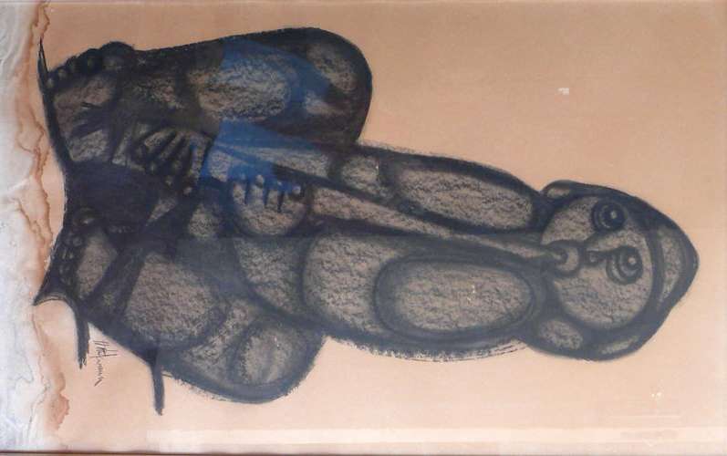 Huge Hargreaves NTUKWANA (1938-1998) - Mixed Media- "Flute Playe" - Exquisit Painting - CRAZY START!