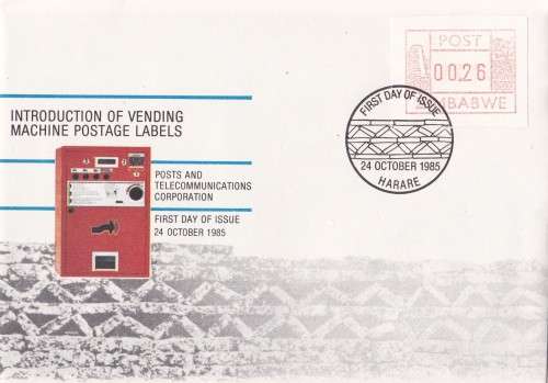 Introduction of Vending Machine Postage Lables 24 October 1985 FDC