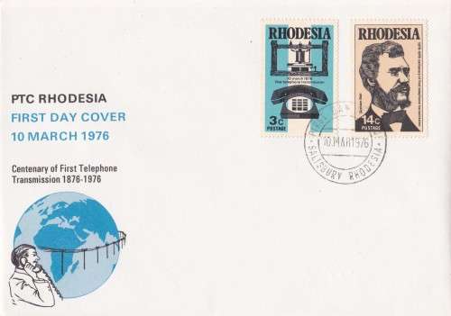 Centenary of First Telephone Transmission Rhodesia FDC
