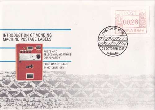 Introduction of Vending Machine Postage Lables 24 October 1985 FDC