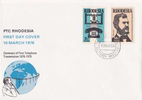 Centenary of First Telephone Transmission Rhodesia FDC