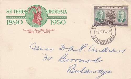 Southern Rhodesia FDC Occupation Day