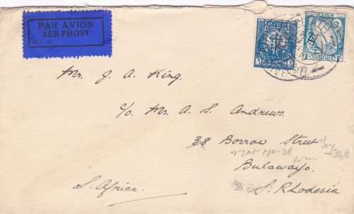 Eire Par Avion Bulawayo Rhodesia
