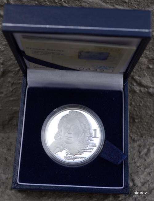 silver protea R1 Nadine Gordimer Proof coin