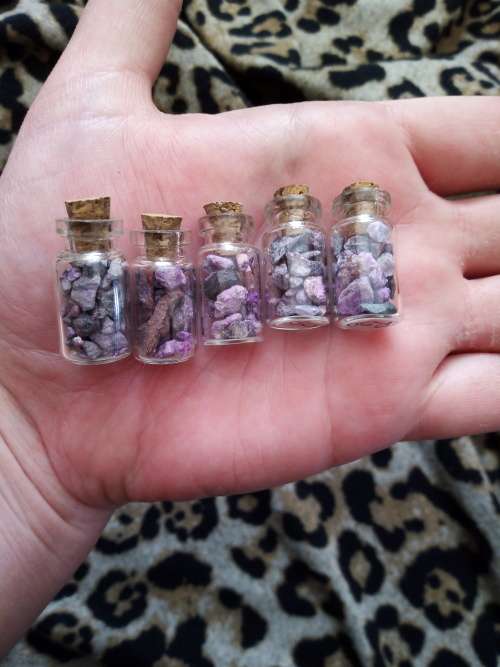 Tiny Sugilite chips in small bottle - various quality - Rare!