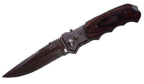 Stainless Steel Flick Knife with wood Handle