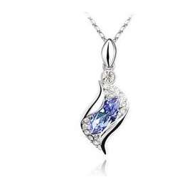 White gold plated Austrian Violet Crystal Necklace