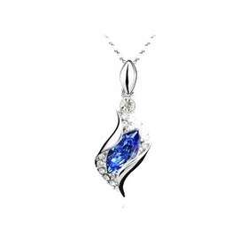 White gold plated Austrian Blue Crystal Necklace