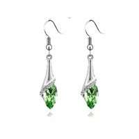 White gold plated Austrian Olive Green Crystal Earrings