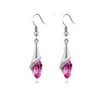 White gold plated Austrian Rose Crystal Earrings