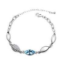 White gold plated Austrian Aquamarine Crystal Bracelet