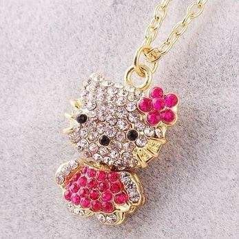 Hello Kitty Rhinestone Necklace - XL062-1