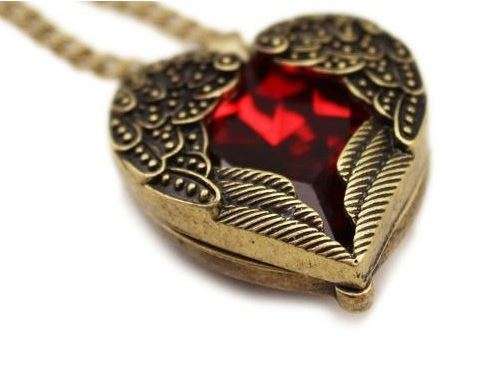 Vintage Love Red Heart with Angel Wings pendant - XL006