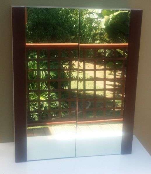 Red Cherrywood Bathroom Medicine Cabinet with Mirror Doors - Still new