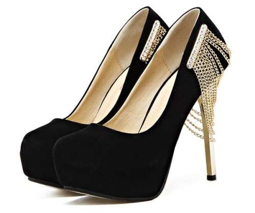 STILETTO PLATFORM CHAIN DESIGN PUMPS