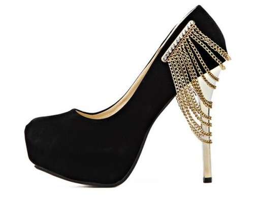 STILETTO PLATFORM CHAIN DESIGN PUMPS
