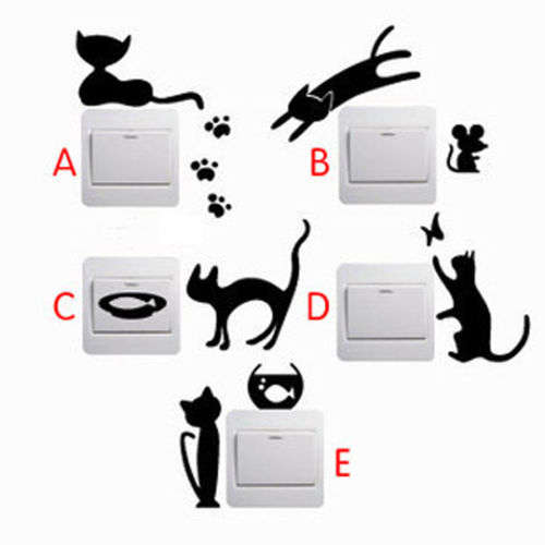NAUGHTY BLACK CAT - LIGHT SWITCH DECORATIVE STICKERS