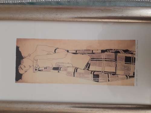 Egon Schiele 1890-1918 Gerti Schiele in a Plaid Garment Print