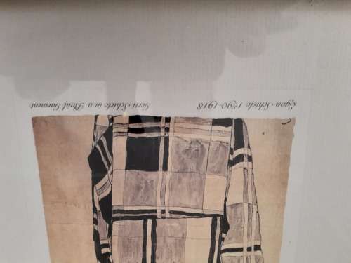Egon Schiele 1890-1918 Gerti Schiele in a Plaid Garment Print