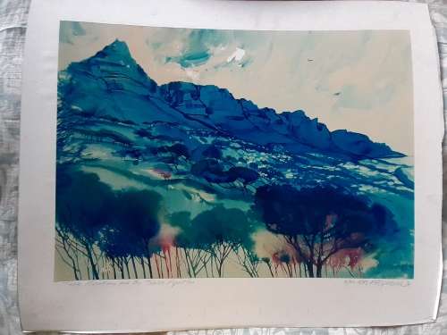 Signed Mike Fitzpatrick 94 16/250 Table Mountain and the Twelve Apostles Print