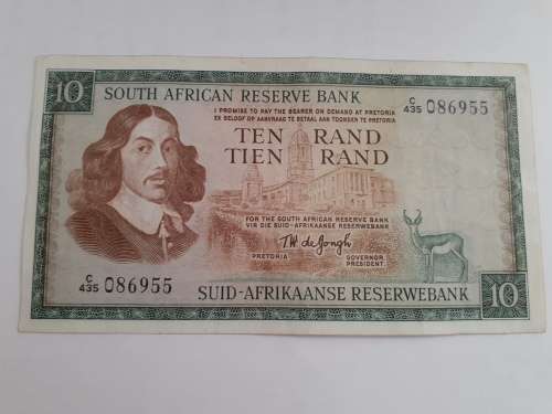 South Africa Reserve Bank Ten Rand Note TW de Jongh