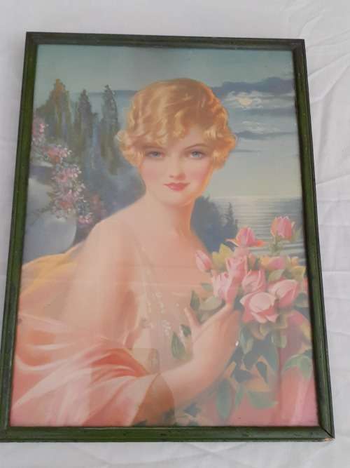 Beautiful Vintage Print of a Lady 42cm by 31cm Framed