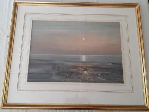 Beautiful Watercolour Painting of the sea Framed (61cm by 50cm with frame size)