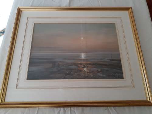 Beautiful Watercolour Painting of the sea Framed (61cm by 50cm with frame size)