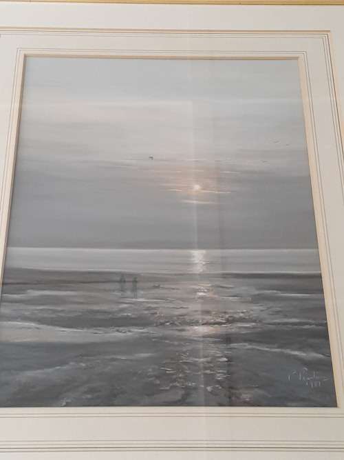 Beautiful Watercolour Painting of the sea Framed (62cm by 50cm with frame size)