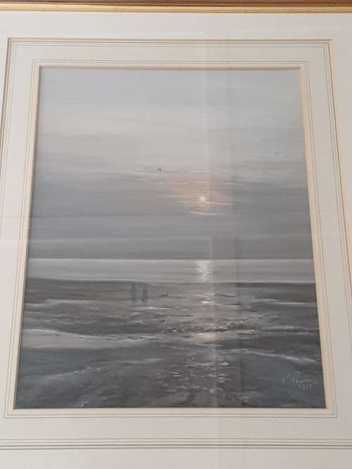 Beautiful Watercolour Painting of the sea Framed (62cm by 50cm with frame size)