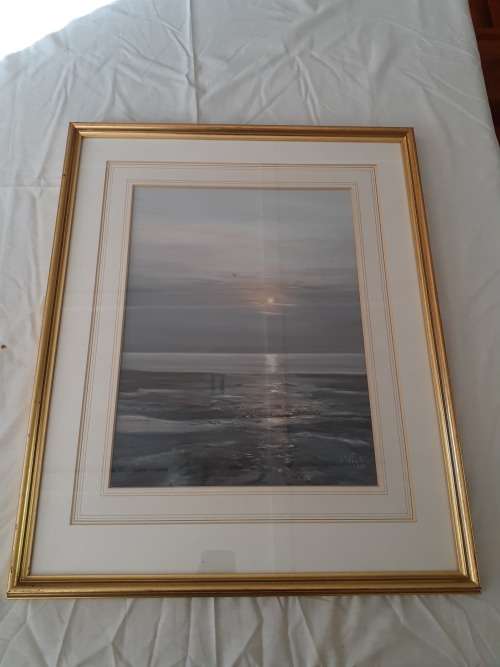 Beautiful Watercolour Painting of the sea Framed (62cm by 50cm with frame size)