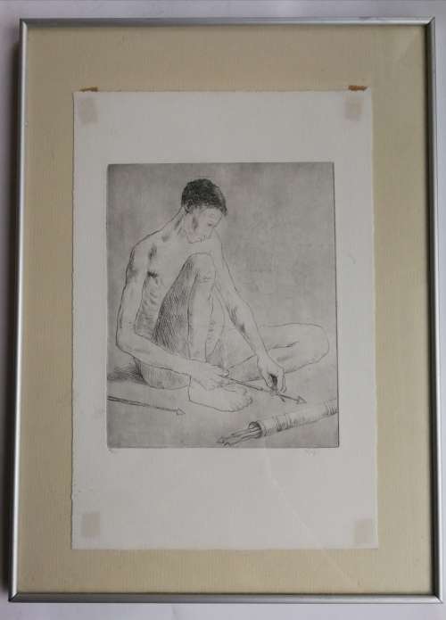 Francois Krige - Bushman etching (signed and numbered)