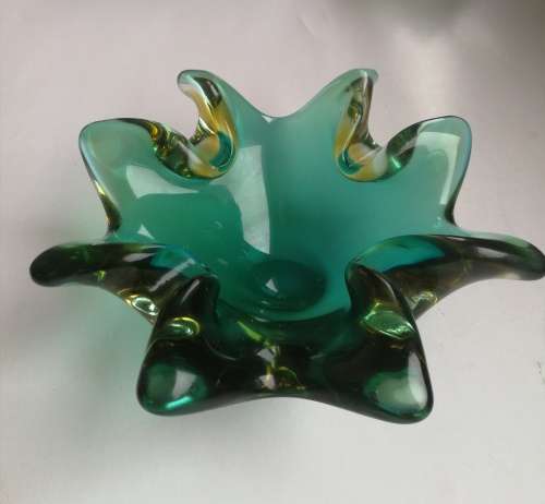 Blue glass ashtray