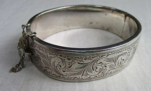 SCARCE VINTAGE CANDIDA JOE CALAFATO WAX FILLED STERLING SILVER BRACELET VGC