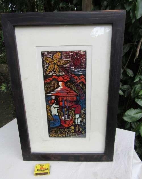 FREE COURIER READ~DECEASED SA ARTIST~ISAAC SITHOLE GENUINE WOOD/LINO CUT