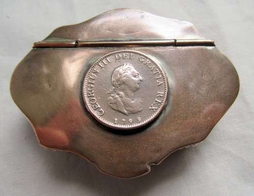 RARE 1799 GEORGE III COIN SNUFF BOX~SILVER ON COPPER VGC~VALUE R1600+