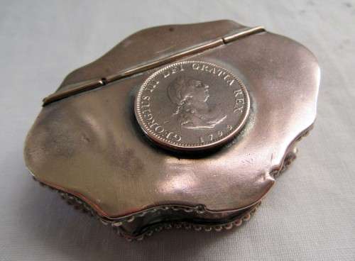 RARE 1799 GEORGE III COIN SNUFF BOX~SILVER ON COPPER VGC~VALUE R1600+
