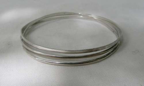 THREE VINTAGE SOLID SILVER 925 MARKINGS ROUND BANGLES~BID THE LOT!