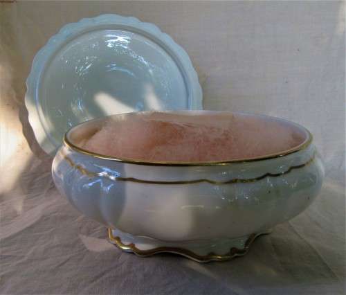 LARGE VINTAGE COALPORT POWDER PUFF FLORAL BOWL WITH LID SIGNED D CAPEY