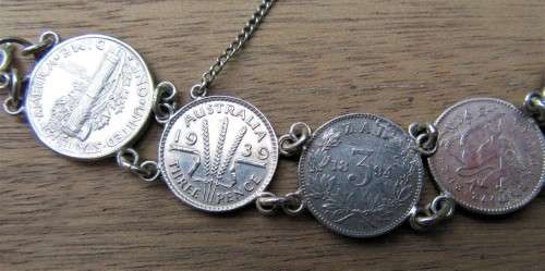 CHARMING 10 COIN SILVER BRACELET SOME COINS 1800S EVEN KRUGER COINS INTACT WOW