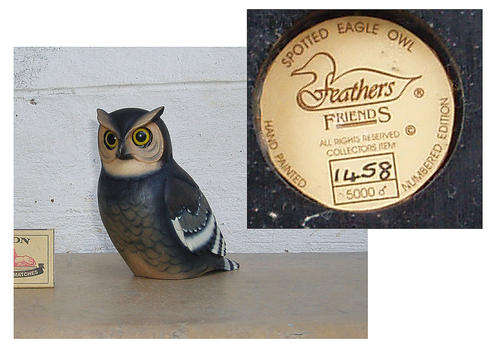 FEATHERS OF KNYSNA SOUTH AFRICA~SPOTTED EAGLE OWL SCULPTURE~LIMITED EDITION