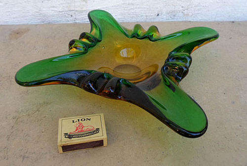 DECORATIVE AND APPEALING LARGE VINTAGE MURANO TRAY~TWO TONE EFFECT