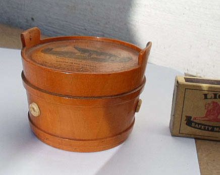 INCREDIBLY RARE~ANTIQUE MAUCHLIN WARE COTTON REEL CASE~PAIL SHAPE WOW!!!