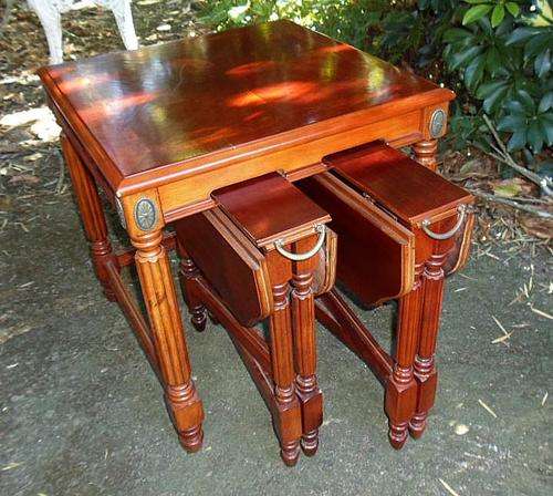 AMAZING UNUSUAL TABLE WITH TWO DROP SIDE SLIDE OUT TABLES INSIDE~WOW PIECE