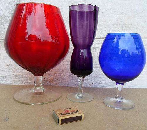 FEAST FOR THE VENETIAN ART GLASS GOBLET COLLECTOR~3 LARGE VASES FOR ONE BID