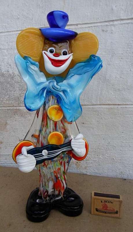 LARGE TALL VINTAGE MURANO MUSICIAN CLOWN~MULTI-COLOURED GLASS~DAMAGE FREE~WOW!!!