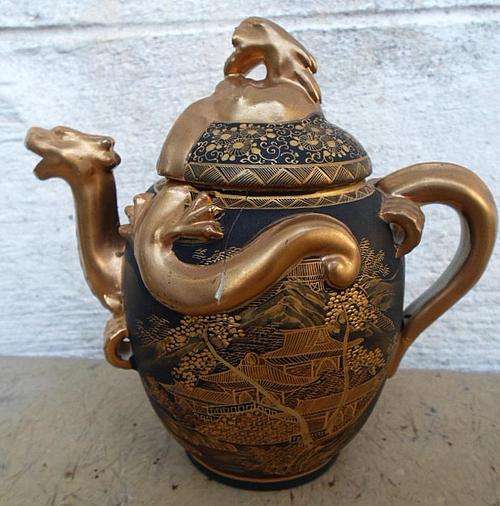 AUTHENTIC SATSUMA TEAPOT AND TWO DUOS~PLEASE READ DESCRIPTION