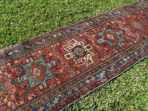 WOW~HUGE ANTIQUE HAND KNOTTED WOOLEN PERSIAN RUNNER~0.97M X 4.4M