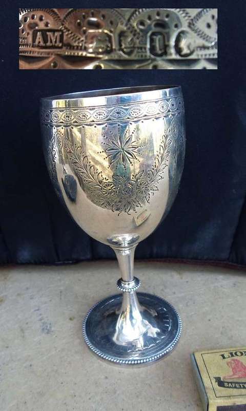 RARE SOLID SILVER HM VICTORIAN CHALICE~195.6 GRAMS