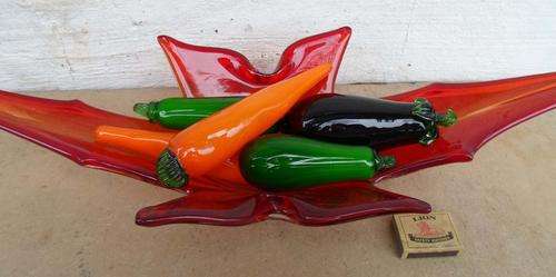 DRAMTIC RED MURANO BOWL~60 CM~FULL OF VENETIAN GLASS VEGGIES